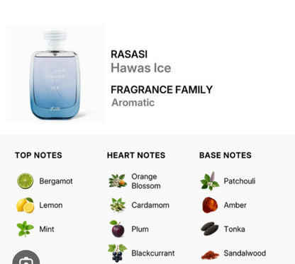Rasasi Hawas Ice para hombres Eau de Parfum, 100ml Fragancia arabes premium