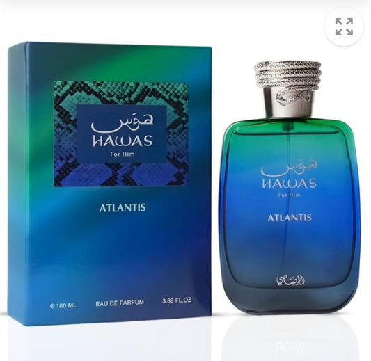 Hawas Atlantis by Rasasi for Men 100ml (open box )